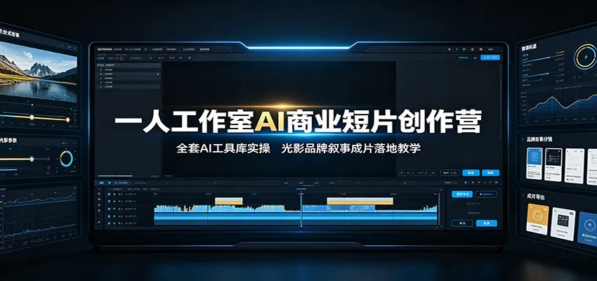 一人工作室AI商业短片创作营:全套AI工具库实操,光影品牌叙事成片落地教学 一人工作室AI商业短片创作营:全套AI工具库实操,光影品牌叙事成片落地教学