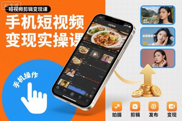 手机短视频变现实操课，短视频剪辑变现课-梦帆创业网