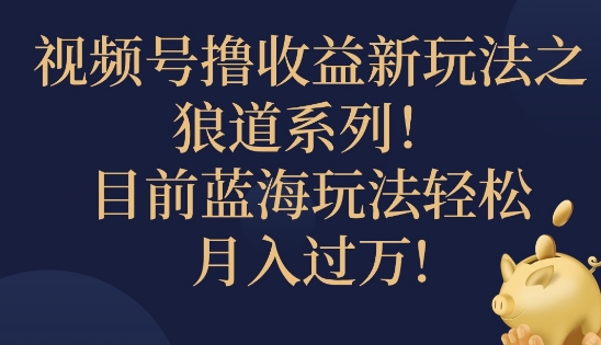 视频号暴力撸收益新玩法之狼道系列，目前蓝海玩法轻松月入过万-梦帆创业网