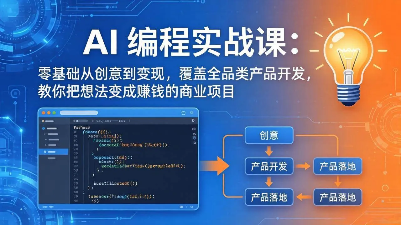 （18533期）AI编程实战课-第三期-5月19更新：零基础从创意到变现，覆盖全品类产品开发，把想法变成赚钱项目-梦帆创业网