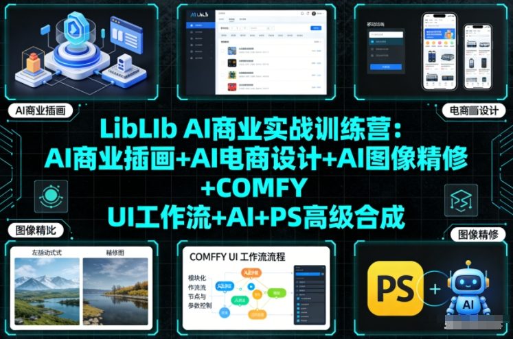 LibLIb AI商业实战训练营：AI商业插画+AI电商设计+AI图像精修+COMFY UI工作流+AI+PS高级合成-梦帆创业网