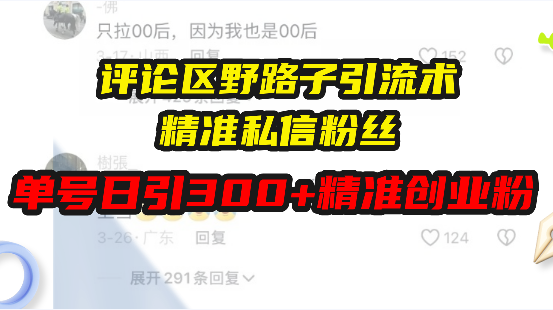 （13676期）评论区野路子引流术，精准私信粉丝，单号日引流300+精准创业粉-梦帆创业网