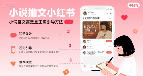 小说推文小红书高转化引导方法实操课，小说推文高效且正确引导方法-梦帆创业网