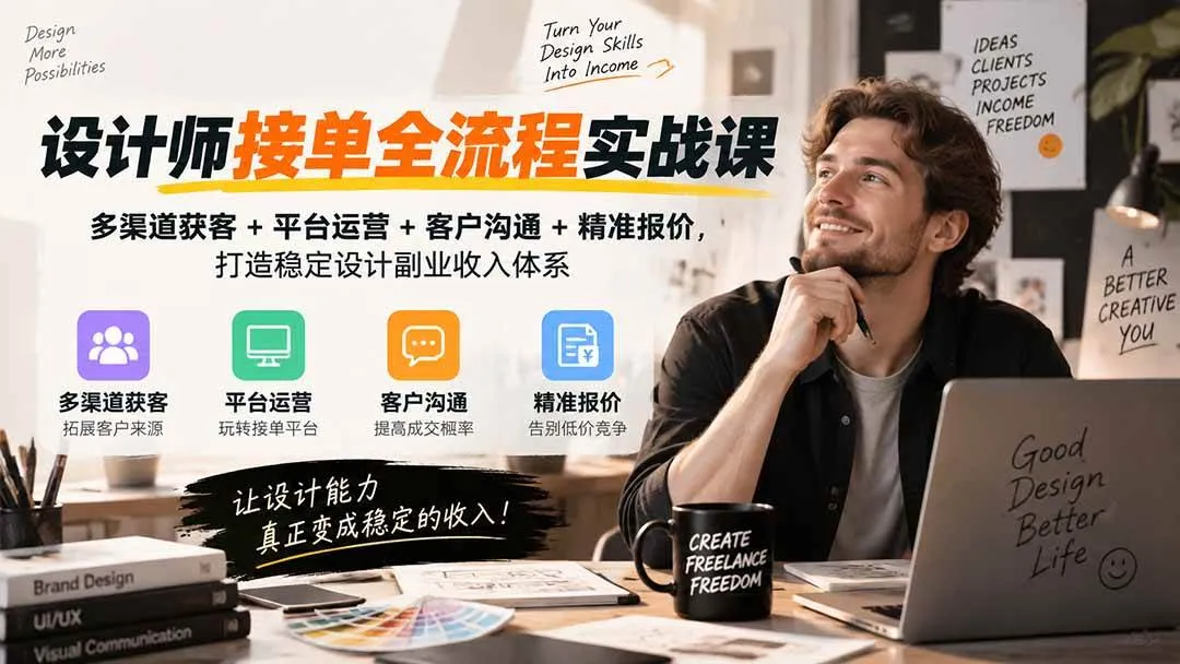 （20563期）设计师接单全流程实战课-无水印｜多渠道获客+平台运营+客户沟通+精准报价，打造稳定设计副业收入体系