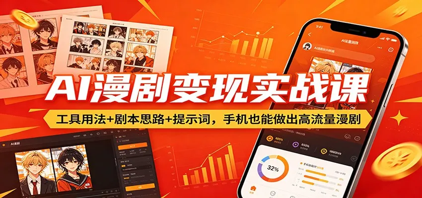 AI漫剧变现实战课：工具用法+剧本思路+提示词，手机也能做出高流量漫剧-梦帆创业网