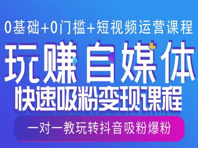 0基础+0门槛+短视频运营课程，玩赚自媒体快速吸粉变现课程，一对一教玩转抖音吸粉爆粉-梦帆创业网