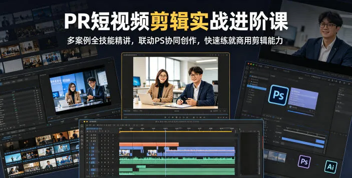 PR短视频剪辑实战进阶课，多案例全技能精讲，联动PS协同创作，快速练就商用剪辑能力-梦帆创业网