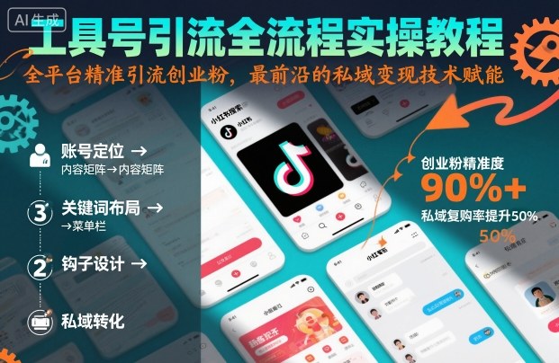 工具号引流全流程保姆级实操教程，全平台精准引流创业粉，最前沿的私域变现技术赋能-梦帆创业网