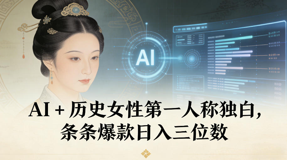 AI+历史女性第一人称独白，条条爆款日入三位数-梦帆创业网