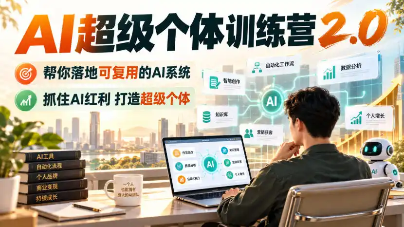 AI超级个体训练营2.0,帮你落地可复用的AI系统,抓住AI红利打造超级个体