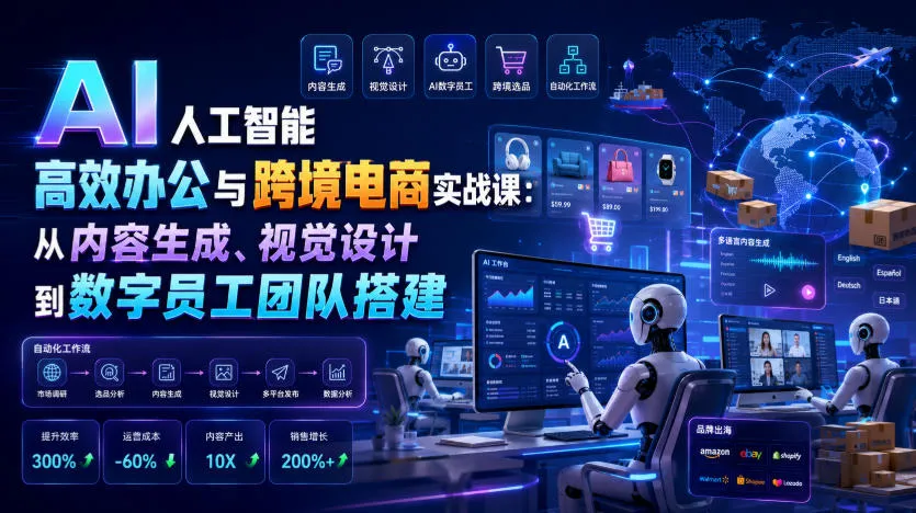 AI人工智能高效办公与跨境电商实战课：从内容生成、视觉设计到数字员工团队搭建-梦帆创业网