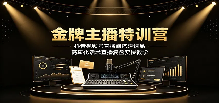 金牌主播特训营：抖音视频号直播间搭建选品，高转化话术直播复盘实操教学-梦帆创业网