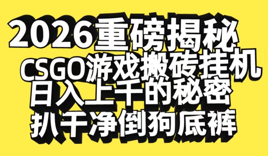 2026开年重磅解密，CSGO游戏搬砖挂机日入上千的秘密，把倒狗的底裤扒干-梦帆创业网