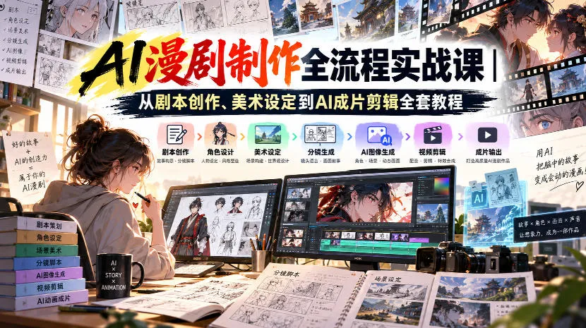 AI漫剧制作全流程实战课｜从剧本创作、美术设定到AI成片剪辑全套教程-梦帆创业网