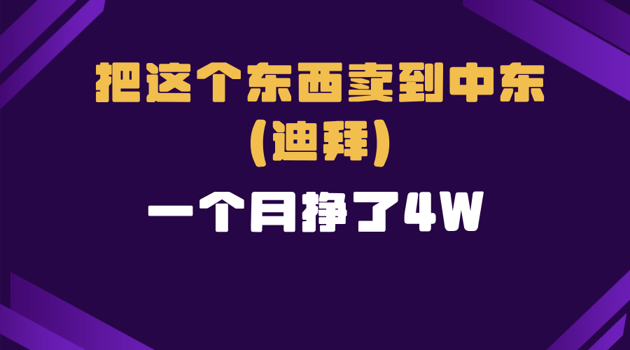 （13740期）跨境电商一个人在家把货卖到迪拜，暴力项目拆解-梦帆创业网