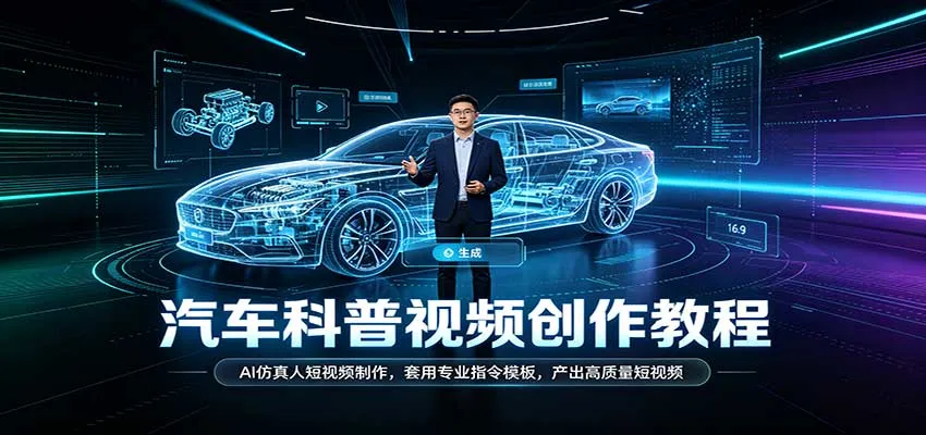 汽车科普视频创作教程：AI仿真人短视频制作，套用专业指令模板，产出高质量短视频-梦帆创业网
