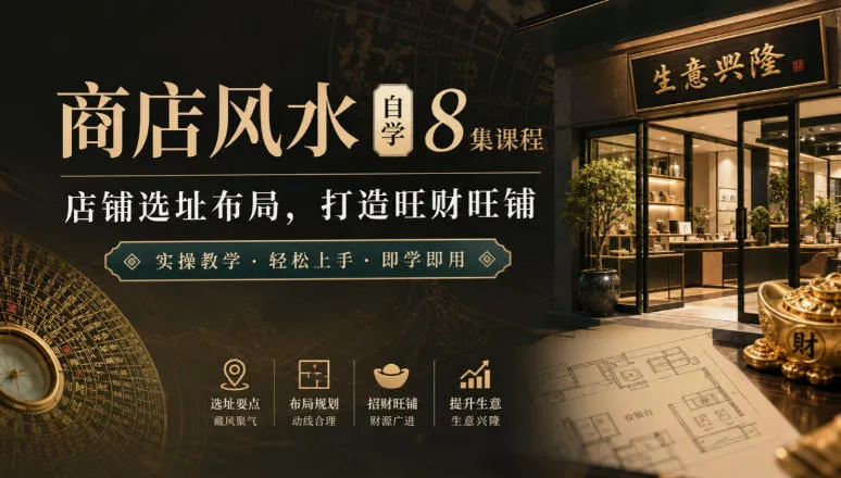 商店风水自学8集课程|店铺选址布局,打造旺财旺铺实操教学 商店风水自学8集课程|店铺选址布局,打造旺财旺铺实操教学
