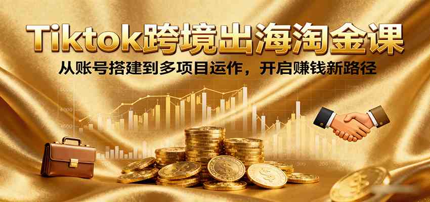 Tiktok跨境出海淘金课，从账号搭建到多项目运作，开启赚钱新路径-梦帆创业网