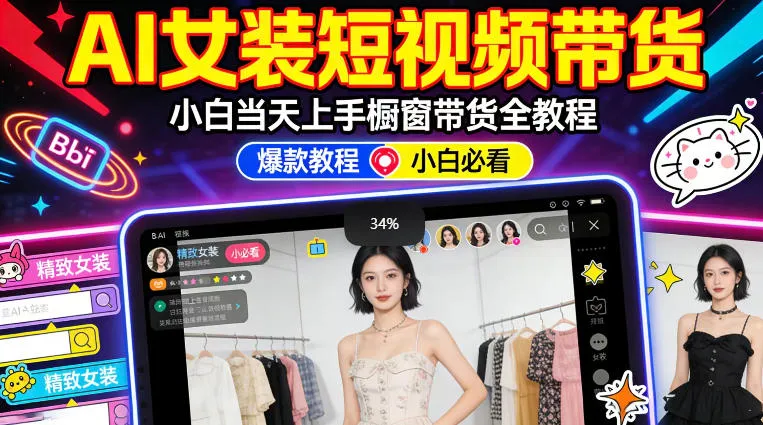 AI女装短视频橱窗带货:小白零门槛当天上手,高佣金爆款轻松賺! AI女装短视频橱窗带货:小白零门槛当天上手,高佣金爆款轻松賺!