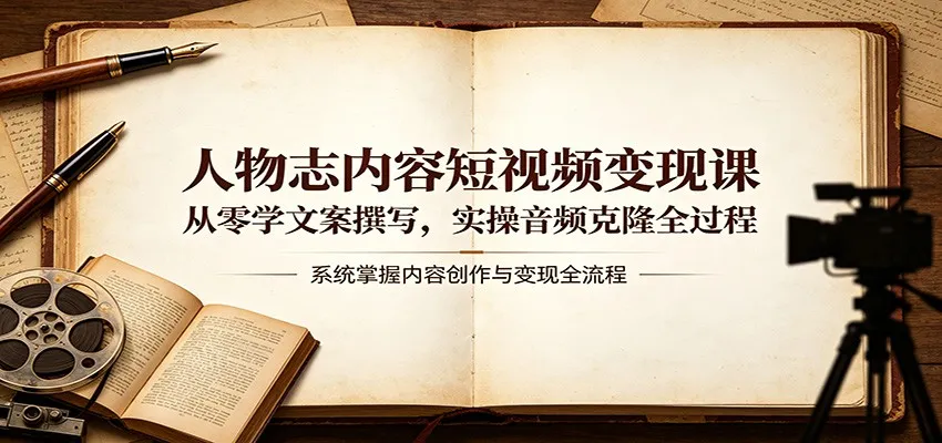 人物志内容短视频变现课：从零学文案撰写，实操音频克隆全过程-梦帆创业网
