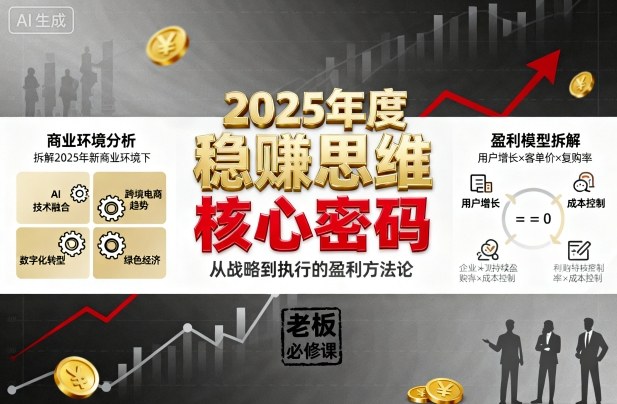 2025年度稳賺思维老板创业营，拆解2025年新商业环境下，企业实现持续盈利的核心密码-梦帆创业网