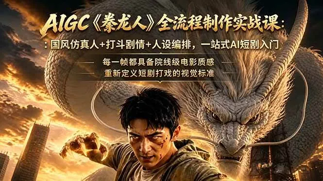 （18849期）AIGC《豢龙人》全流程制作实战课：国风仿真人+打斗剧情+人设编排，一站式AI短剧入门-梦帆创业网