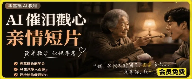 AI催泪戳心亲情短片，零基础AI教程，简单教学仅供参考-梦帆创业网