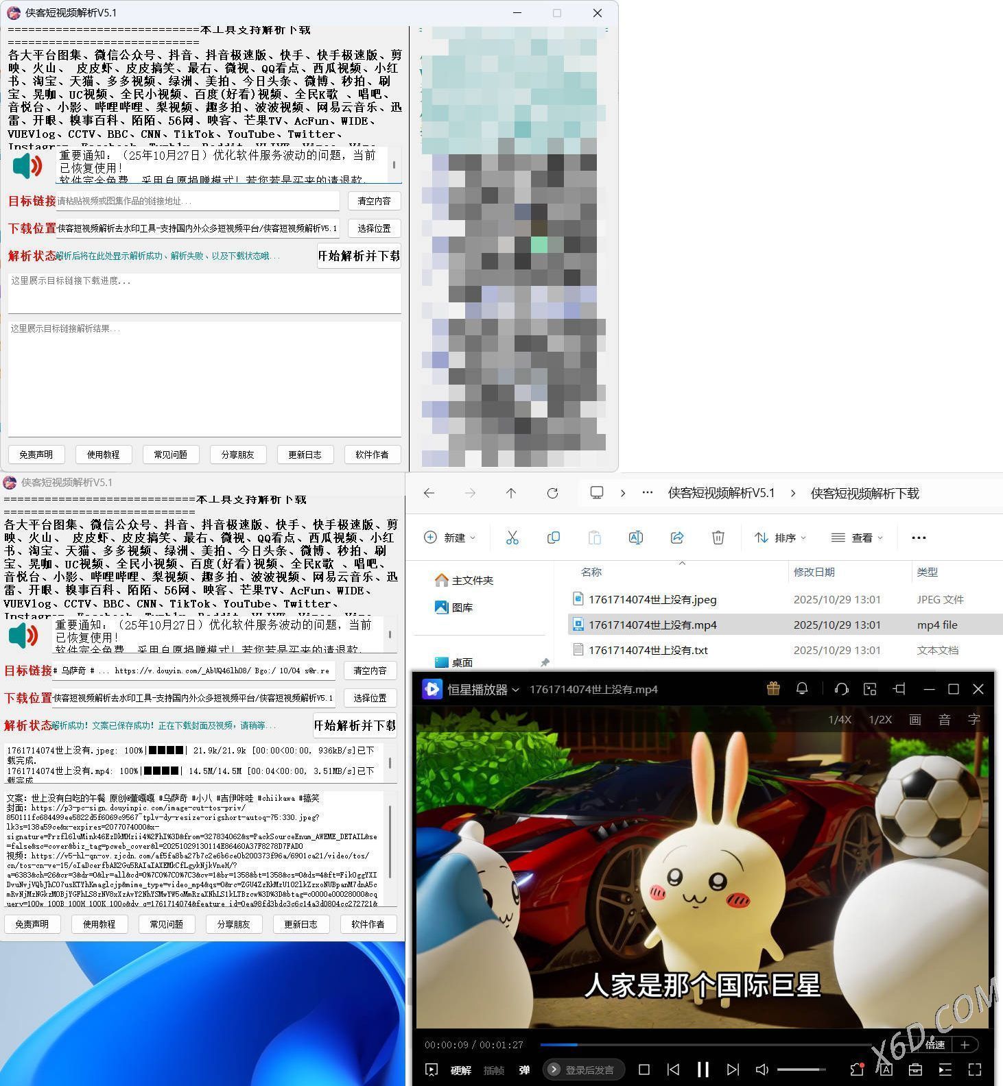 侠客多平台短视频解析去水印工具 V5.1-梦帆创业网