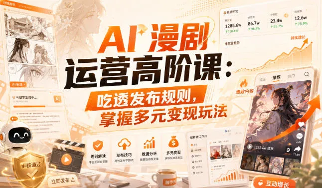 AI漫剧运营高阶课：吃透发布规则，掌握多元变现玩法-梦帆创业网