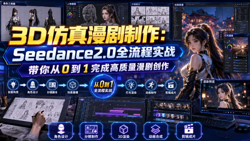 3D仿真漫剧制作：Seedance2.0全流程实战，带你从0到1完成高质量漫剧创作-梦帆创业网