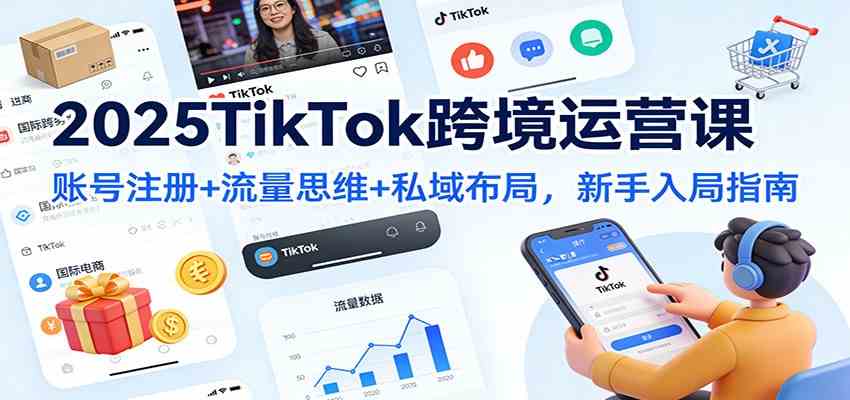 2025TikTok跨境运营课：账号注册+流量思维+私域布局，新手入局指南-梦帆创业网