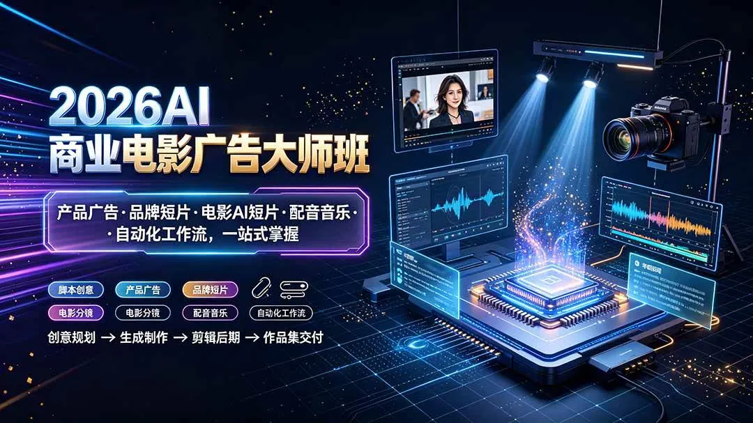 （19303期）2026AI商业电影广告大师班：产品广告·品牌短片·电影AI短片·配音音乐·自动化工作流，一站式掌握-梦帆创业网