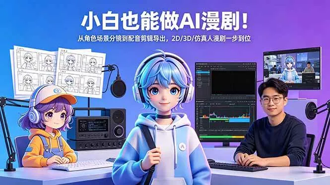 （18343期）小白也能做AI漫剧！从角色场景分镜到配音剪辑导出，2D/3D/仿真人漫剧一步到位-梦帆创业网