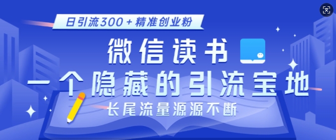 微信读书，一个隐藏的引流宝地，不为人知的小众打法，日引流300+精准创业粉，长尾流量源源不断-梦帆创业网