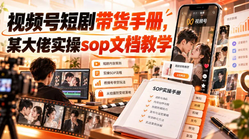 视频号短剧带货手册，某大佬实操sop文档教学-梦帆创业网