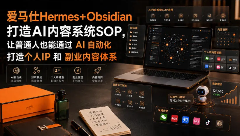 爱马仕Hermes+Obsidian打造AI内容系统SOP，让普通人也能通过 AI 自动化打造个人IP 和 副业内容体系-梦帆创业网