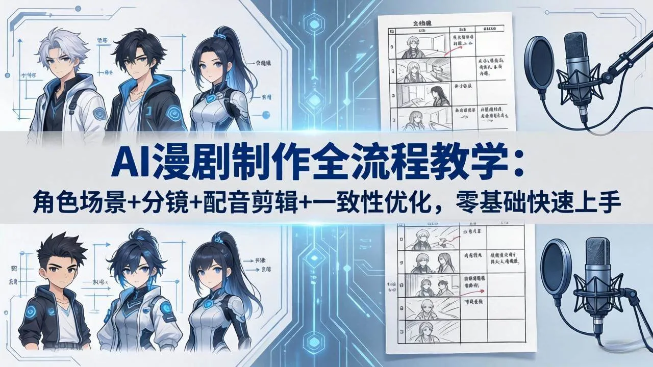 （18090期）AI漫剧制作全流程教学：角色场景+分镜+配音剪辑+一致性优化，零基础快速上手-梦帆创业网