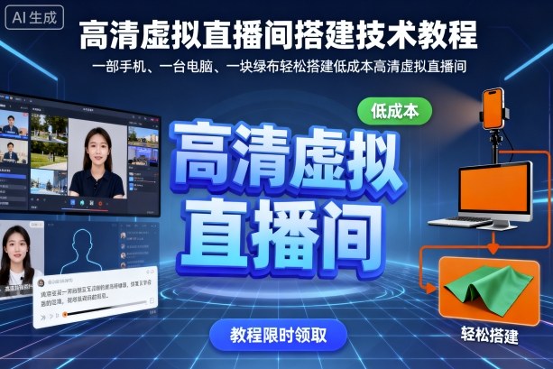 高清虚拟直播间搭建技术教程，一部手机、一台电脑、一块绿布轻松搭建低成本高清虚拟直播间-梦帆创业网