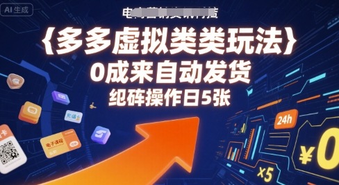 多多虚拟类目玩法，0成本全自动发货，矩阵操作日5张-梦帆创业网