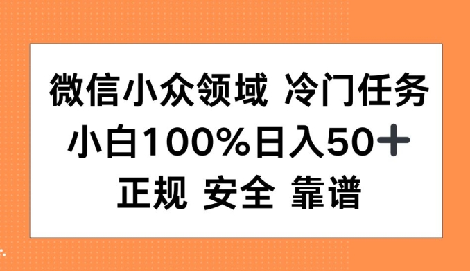 微信小众领域冷门特定任务，小白100%日入50+，正规安全靠谱-梦帆创业网