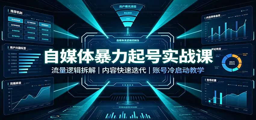 自媒体暴力起号实战课：流量逻辑拆解，内容快速迭代，账号冷启动教学-梦帆创业网