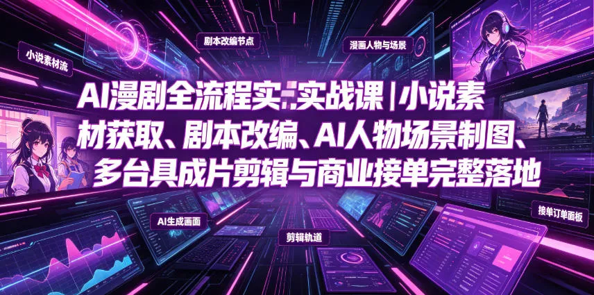 AI漫剧全流程实战课｜小说素材获取、剧本改编、AI人物场景制图、多工具成片剪辑、平台付费变现与商业接单完整落地-梦帆创业网