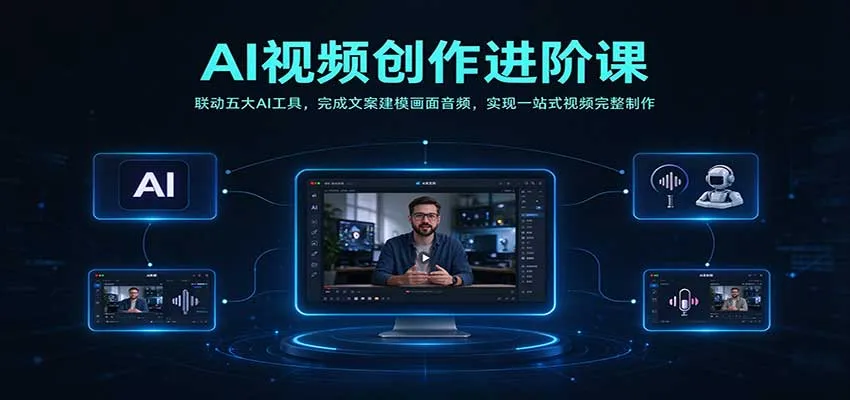 AI视频创作进阶课:联动五大AI工具,完成文案建模画面音频,实现一站式视频完整制作 AI视频创作进阶课:联动五大AI工具,完成文案建模画面音频,实现一站式视频完整制作
