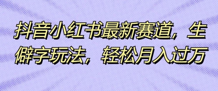 抖音小红书最新赛道，生僻字玩法，轻松月入过万-梦帆创业网