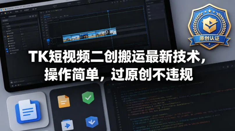 TK短视频二创搬运最新技术，操作简单，过原创不违规-梦帆创业网