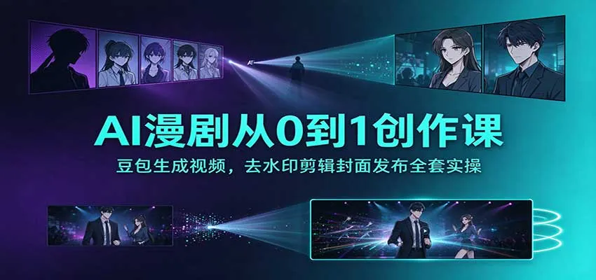 AI漫剧从0到1创作课：豆包生成视频，去水印剪辑封面发布全套实操-梦帆创业网