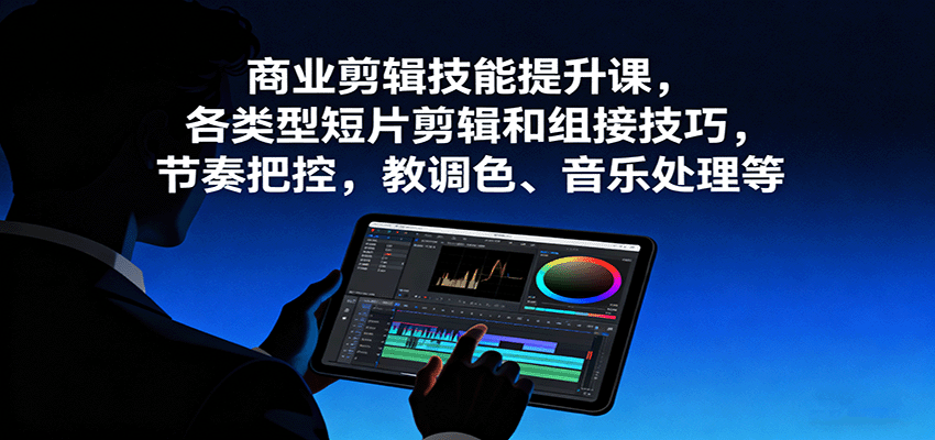 商业剪辑技能提升课，各类型短片剪辑和组接技巧，节奏把控，教调色、音乐处理等-梦帆创业网