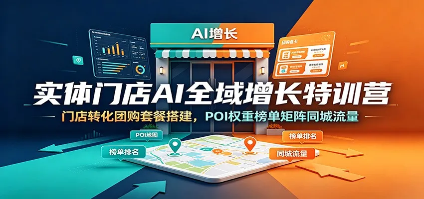 实体门店AI全域增长特训营：门店转化团购套餐搭建，POI权重榜单矩阵同城流量-梦帆创业网