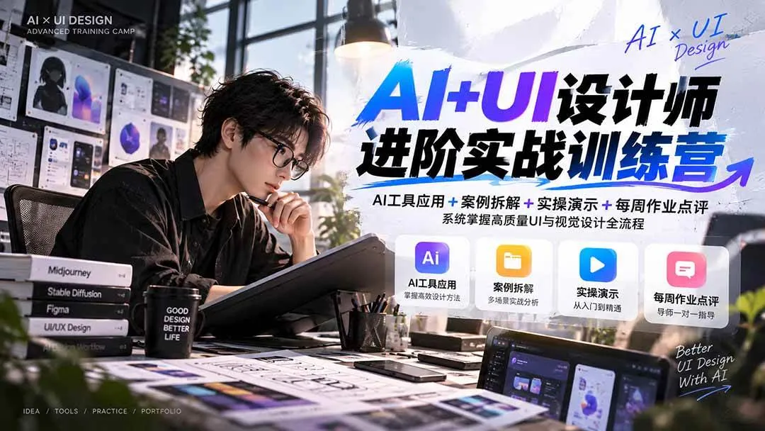 （20905期）【无水印】AI+UI设计师进阶训练营-第4期：AI工具应用+案例拆解+实操演示+作业点评，掌握高质量UI与视觉设计全流程-梦帆创业网