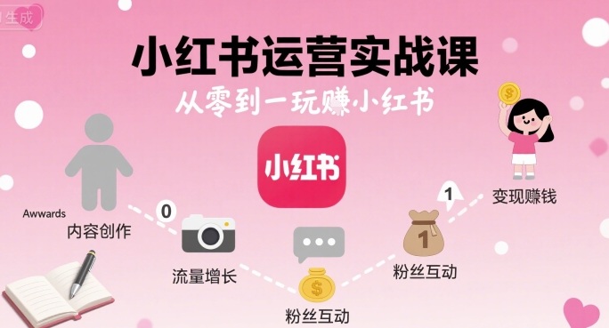 小红书运营实战课，从零到一玩賺小红书-梦帆创业网